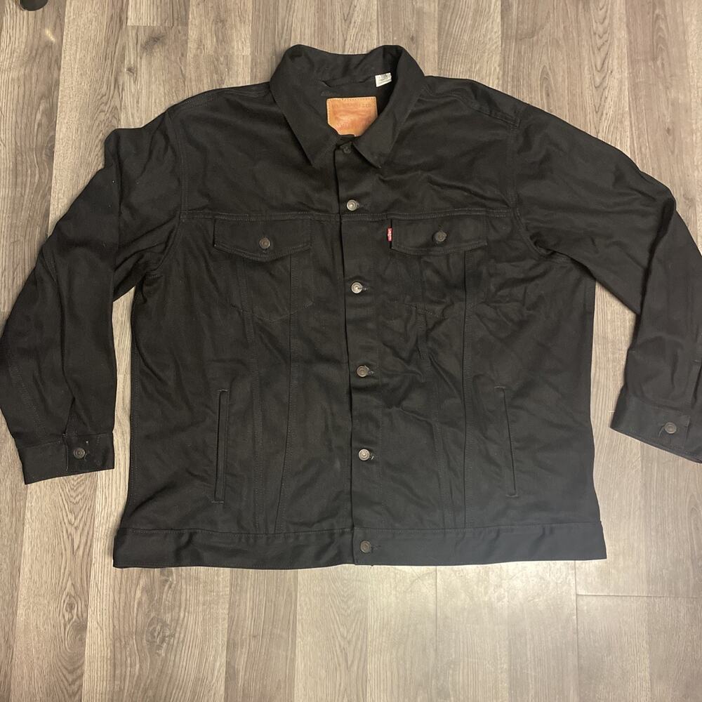 VTG Levi's Black Denim Trucker Jacket Men's 3XL Big & Tall Made in Mexico 72334
